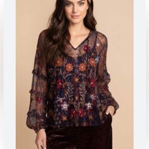 Johnny Was Sapphire Mesh Blouse